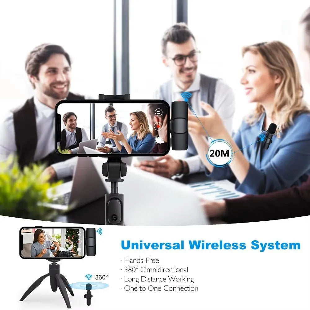 Wireless Lavalier Microphone - Plug & Play Mic for iPhone & Android | Noise Cancellation