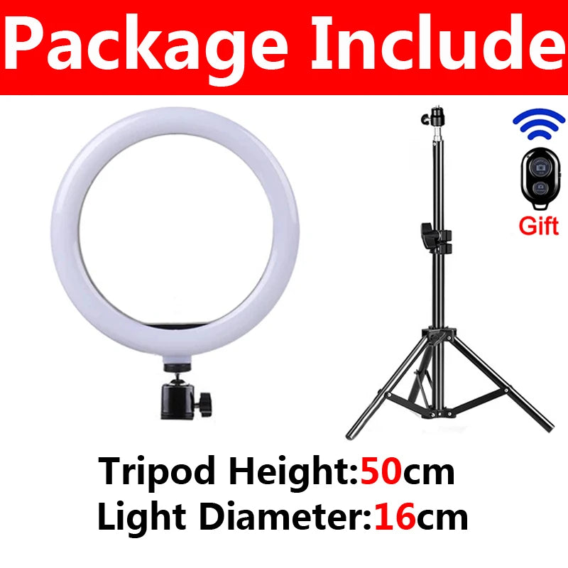 LED Ring Light 33cm with 50cm Tripod & Phone Holder for TikTok, YouTube, Photography