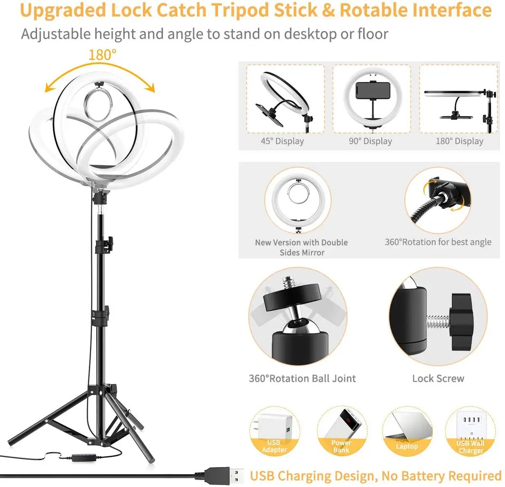 LED Ring Light 33cm with 50cm Tripod & Phone Holder for TikTok, YouTube, Photography