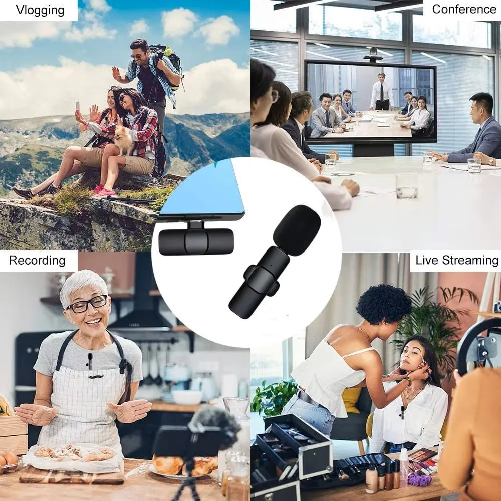 Wireless Lavalier Microphone - Plug & Play Mic for iPhone & Android | Noise Cancellation